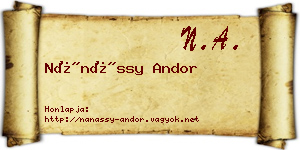 Nánássy Andor névjegykártya