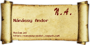 Nánássy Andor névjegykártya